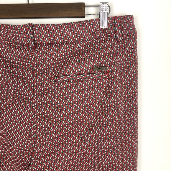 Brax Feel Good Maron Pants Indian Print Slim Leg Stretch German Size 40 US 31/32 - Picture 5 of 11